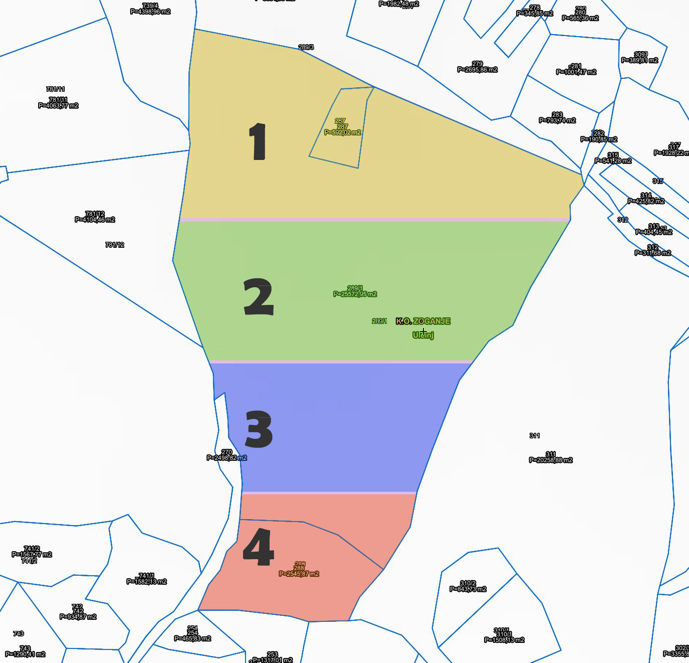 Prime Ulcinj real estate map: 4 distinct investment zones, clear boundaries, top opportunities. Montenegro-listings.me by Ekosphere doo.
