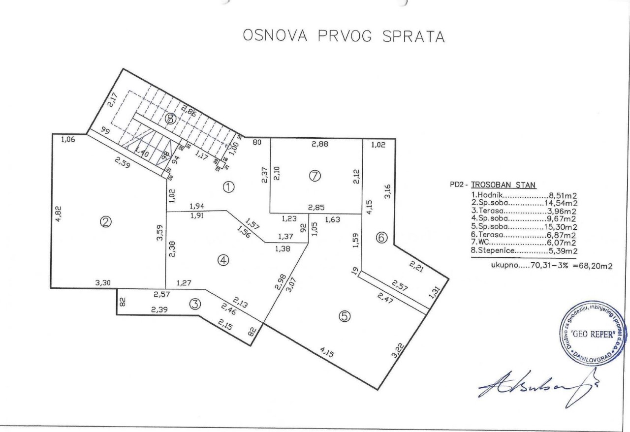 Premium Ulcinj, Montenegro real estate floor plan: precise room sizes, wall lengths. Exclusive by immobilien.ekosphere.me / ekosphere doo.